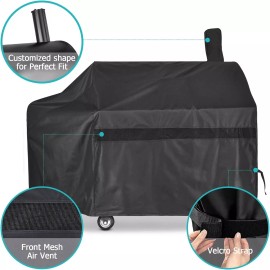 iCOVER 60in Offset Smoker Charcoal Pellet Grill Cover,600D Heavy Duty Waterproof
