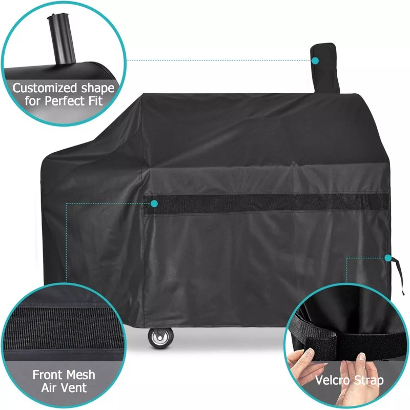 iCOVER 60in Offset Smoker Charcoal Pellet Grill Cover,600D Heavy Duty