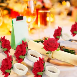 Set of 24 Valentine's Rose Napkin Rings Red Rose Napkin Rings Red Handicraft Flower Napkin Rings Pink Flower Napkin Holder Wedding Napkin Holder Table Decoration for Mother Day Party