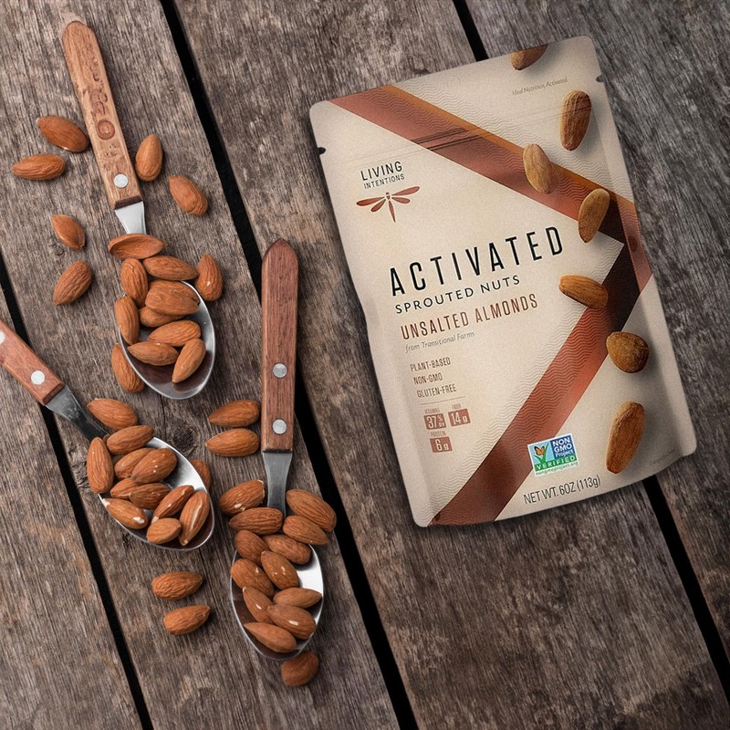Living Intentions Activated Sprouted Nuts, Unsalted Almonds, Gluten Free, Vegan,