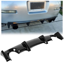 ECOTRIC Rear Bumper Diffuser Lip Compatible with 2003-2008 Nissan 350Z Fairlady, J Style PP Rear Lip Diffuser, Under Chin Spoiler Splitter Valance Shark Fin - Carbon Fiber Style