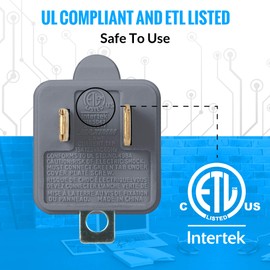 Maximm 3 Prong Plug Adapter to 2 Prong Power Plug, Grounding Adapter 3 Pin to 2 Pin Outlet Converter - 5 Pack (Gray)