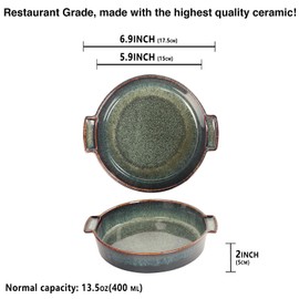 LIUYWYHCF Porcelain Casserole Baking Dish -13.5 Ounces Baking Dish for Oven, Ceramic Lasagna Pans, Oven Safe Durable Bakeware for Kitchen Home Decor, Banquet and Dinner, Round 2 pieces 5.9 x 5.9 Inch