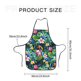 Hawaiian Floral Aprons, Cute Blooming Flowers Pink Yellow Womens Apron Fairy's Gifts for Adults Girls Chef Washing Dishes Cooking Grilling Home Kitchen BBQ Gardening Party Salon Supplies 31.5X23.6''