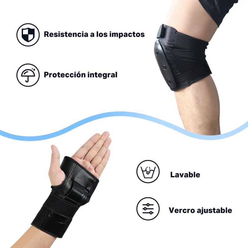 7pzs Kit De Proteccion Casco Codo Mano Patinaje Rodilla Niño
