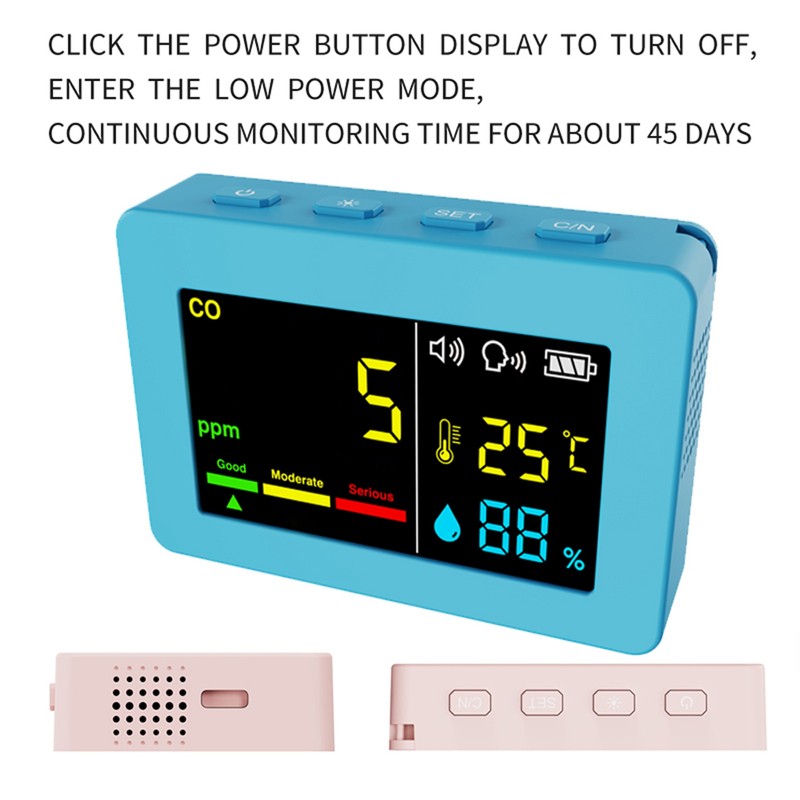 Portable Air Quality Meter 3in1 CO Temperature and Humidity Tester