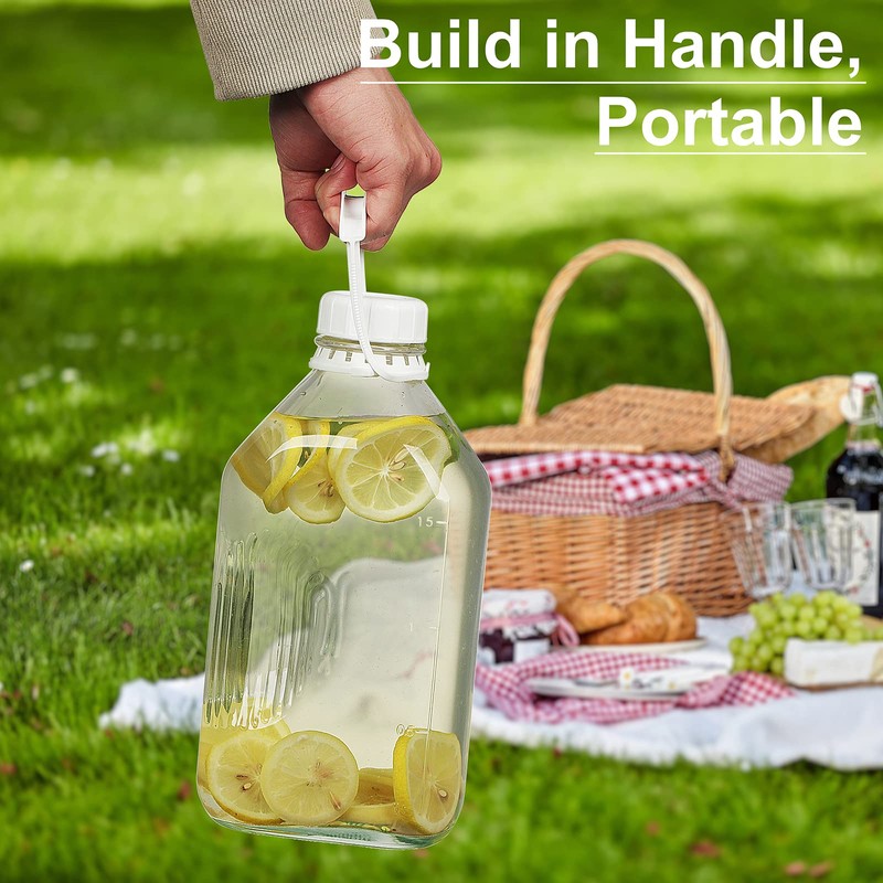 Syntic 4 Pack 2 Qt Glass Milk Bottles with Handle