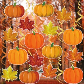 Fall Decor Pumpkin Maple Leaf Hanging Swirl - Fall Thankgiving Pumpkin Party Ceiling Decorations for Home Classroom Office Autumn Thanksgiving Harvest Decor Party Supplies