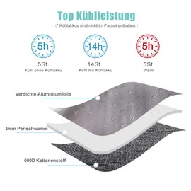 Lekesky Kühltasche Lunchtasche Damen Thermotasche Kühltasche für Arbeit, Ausflügen, Einkaufen, Picknick, 11 L Grau