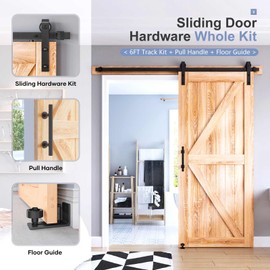 EaseLife 6.6 FT Sliding Barn Door Track and Handle Hardware Kit,Basic J Pulley,Slide Smoothly Quietly,Easy Install (6.6FT Track Kit for 36"~40" Wide Single Door)
