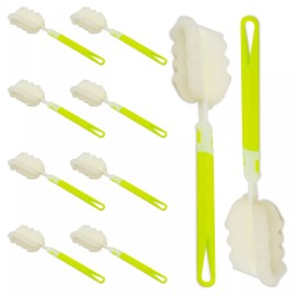 Tool Guy Republic Bottle Sponge Brush with Long Handle - Soft for Cleaning Bottles, Cups (10 Pack)
