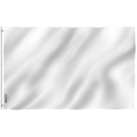 Anley Fly Breeze 4x6 Foot Solid White Flag - Vivid Color and Fade proof - Canvas Header and Double Stitched - Plain White Flags Polyester with Brass Grommets 4 X 6 Ft