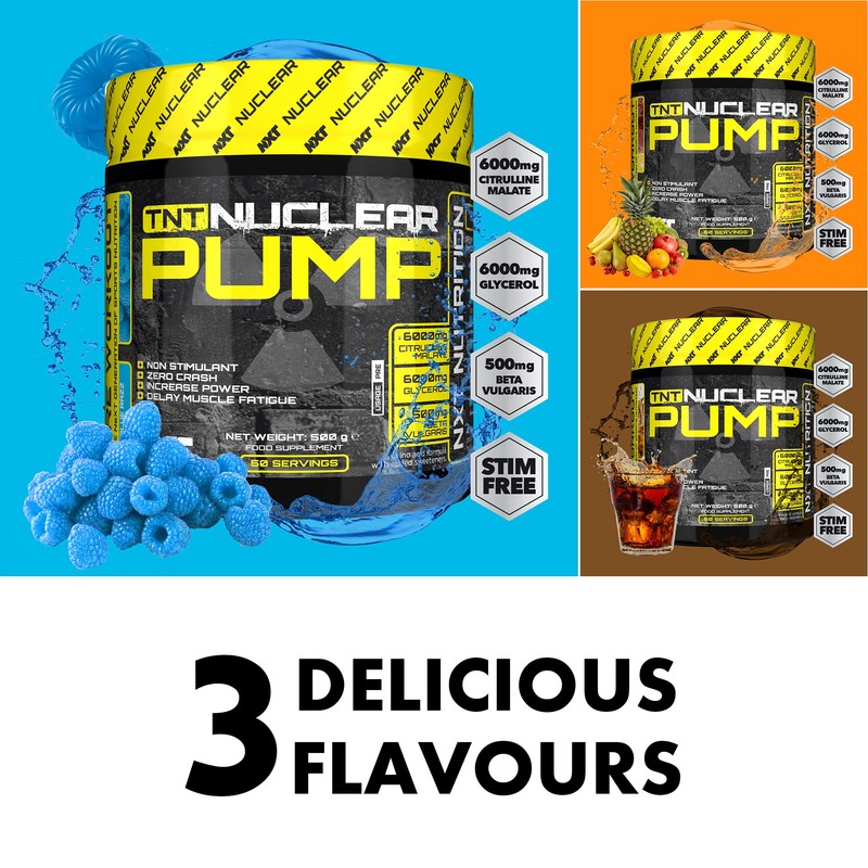 NXT Nutrition TNT Pumpe (ICY Blue Razz Geschmack), 50 Portionen