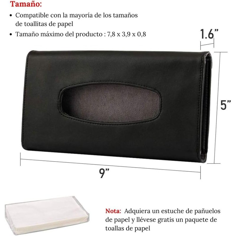 Timotech Soporte de Pañuelos para Auto de Cuero, Caja Parasol,