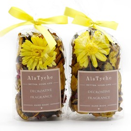 AlaTyche Yellow Potpourri Bags,Lemon Scented Potpourri Bowl Filler,Summer Decorative Dried Flowers, Home Fragrance Sachet of Petal, Bathroom Vase Decor -Mini