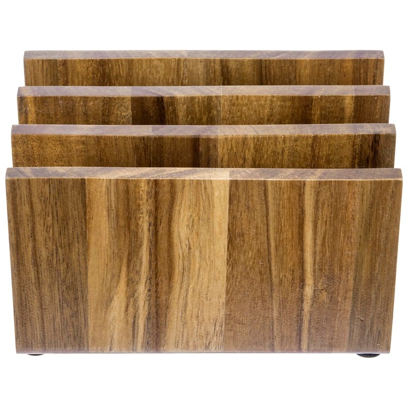 MyGift 3 Slot Premium Acacia Solid Wood Mail Holder, Entryway