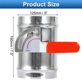 TOP-VIGOR 5 Inch HVAC Duct Manual Volume Backdraft Damper, Full Stainless Steel Airflow Control for Range Hoods, Fans, Pellet Stove Pipes, Dryer Vents, Adjustable Volume Damper with Sleeve (1 Pc)
