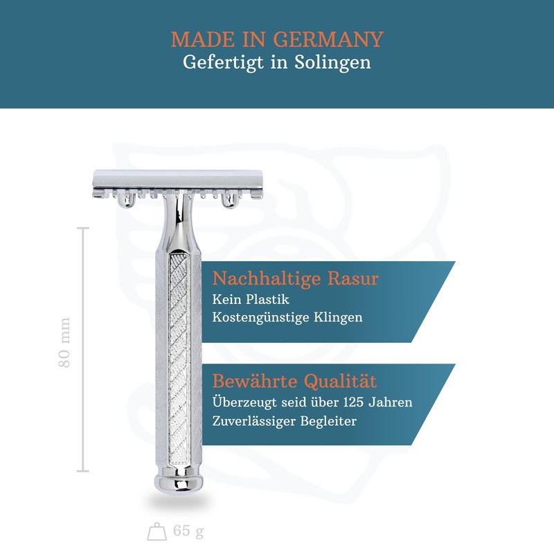 MERKUR Safety Razor 41C, Classic with Hexagonal Handle, Gloss Chrome,