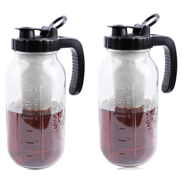 Cold Brew Coffee Maker Half Gallon 2 Set Glass Mason