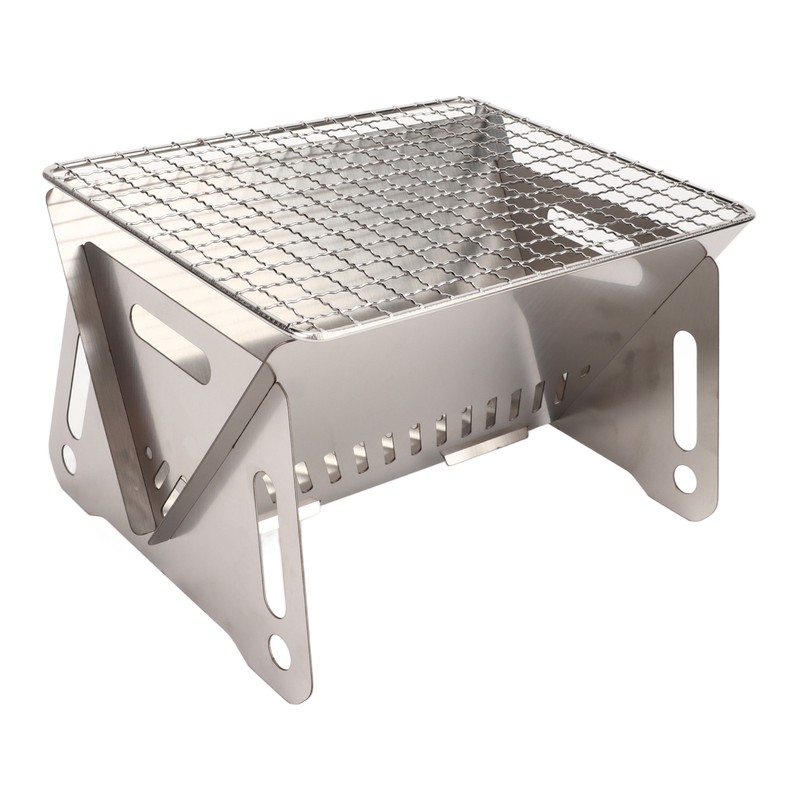 Folding BBQ Grill Heat Resistant Stainless Steel Collapsible Charcoal Grill