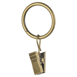 hanitronic 30 PCS Antique Brass Clips Curtain Hooks for Curtain Rod, This Small Drapery Curtain Ring with Clips Hook Fit Up to 0.75~1.0 -inch Drapery Panel (1 1/4-Inch Inner Diameter)