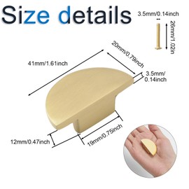 INCREWAY Drawer Pulls Solid Brass Half Moon Drawer Pulls Half Round Furniture Handle Gold Modern Copper Hardware Knobs Decorative Door Knobs