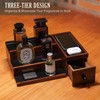 NiHome Handcrafted 3 Tier Wooden Cologne Organizer for Men, Mens