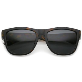 zeroUV - Classic Thick Arms Keyhole Bridge Square Lens Horn Rimmed Sunglasses 54mm (Matte Tortoise/Smoke)