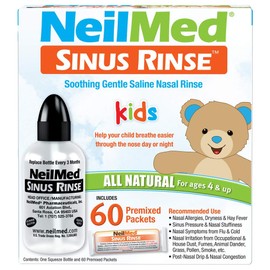 Neilmed's Sinus Rinse, Pediatric, Complete Saline Nasal Rinse Kit 60 Premixed Packets