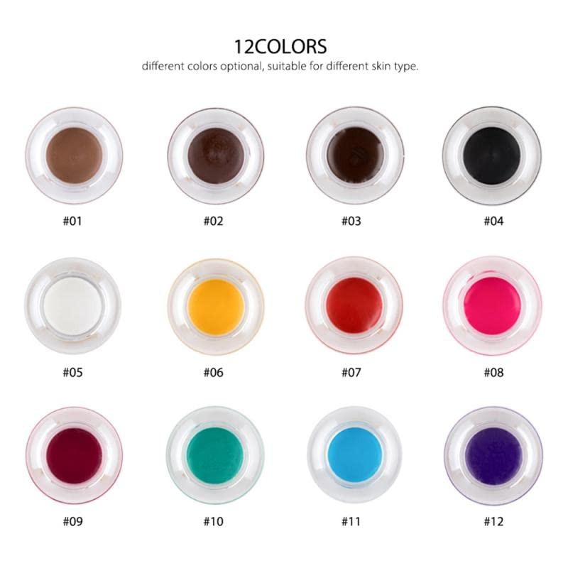 MAEPEOR 12 Colors Eyebrow Pomade Full-pigmented Long Lasting Waterproof Eyebrow
