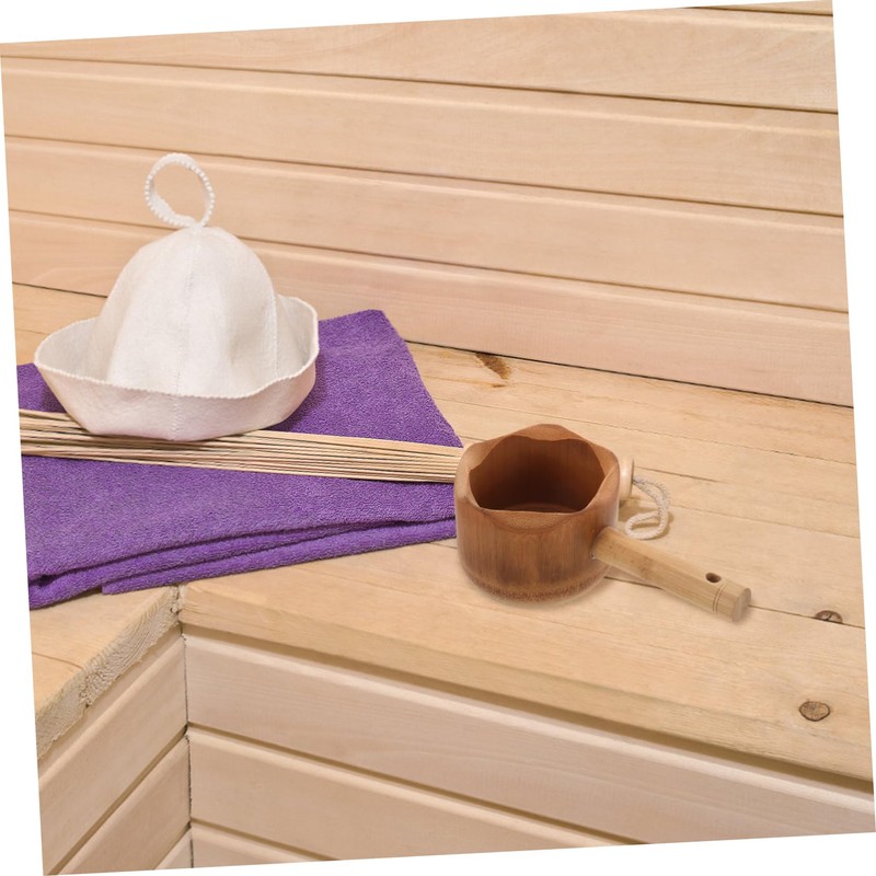 FRCOLOR Bamboo Water Ladle Ergonomic Long Handled Bathing Scoop for