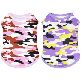 JpGdn 2PCS/Pack Dog Shirts Camo for XXXL Dog Girl Female Pink Purple Sleeveless Tank Top Tee Clothes Vest Soft Light Weight Stretchable XXXL