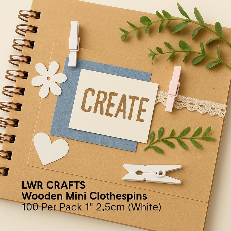 LWR CRAFTS Wooden Mini Clothes Pegs 15 Colors 100 Per