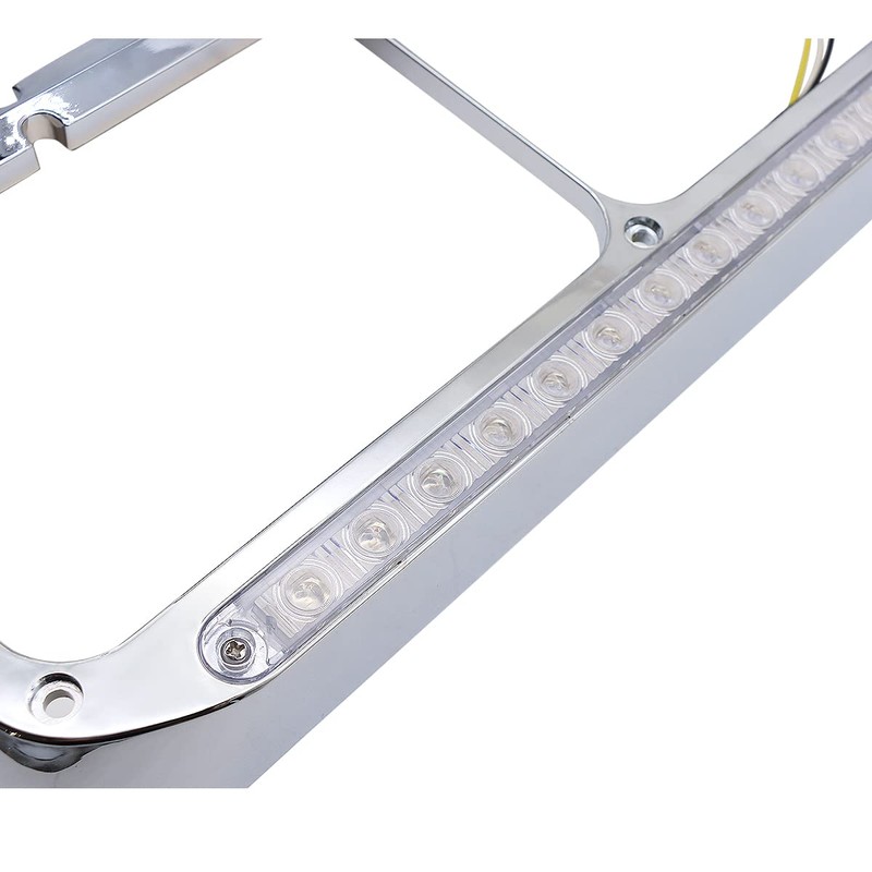 LEAVAN 2x Chrome Headlight Bezels 12" Amber LED Light with