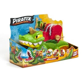 Piratix King Croc - Articulated Crocodile for Catching Piratix and Treasure Chest - Includes 1 Crocodile, 1 Exclusive Treasure, 2 Extra Golden Treasures, 1 Exclusive Piratix and 1 Accessories