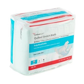 Cardinal Health™ Wings™ Plus Quilted Stretch Brief with BreatheEasy™ Technology, Size 3 (2XL/3XL), Case of 60
