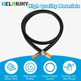 2025 Upgrade HV1S – 3/8″ Vacuum Hose,Fittings: 3/8″x 1/4″,Working Pressure: 800 (Psi),Burst Pressure: 4000 (Psi),Compatible with Most Refrigeration and Air Conditioning Equipment,5 Ft,Black