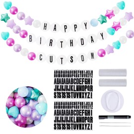 76 Pcs DIY 3D Friendship Bracelet Birthday Banner Music Fansdisco Prom Supplies Birthday Decoration for Concert Theme Supplies Wall Door Bunting Banner Flag Birthday (Mermaid Color)