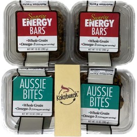 Universal Bakery Whole Grain Variety Snacks - Sunrise Energy Fruits And Nuts Bars | Aussie Bites With Omega 3 Bundled With Kokobunch Kit 4-10oz PACK
