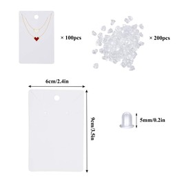 OHYER 100 Stück Schmuckkarten Ohrring Display Karten Schmuck Halskette Display Halter Karten 200 Stück Ohrring-Verschlüsse Leere Papieranhänger für DIY Verpackung Ohr Schmuck Ohrstecker und Halsketten