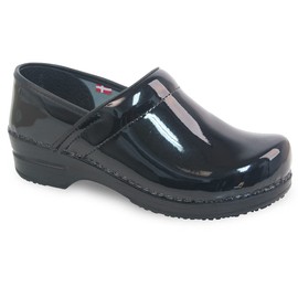Sanita Sabel Patent Leather Women's Clog - ASTM-Certified Slip-Resistant, APMA-Approved, Closed-Back Slip On Shoes - Black, Womens 8.5-9