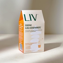 LIV Dietary Supplement for Dissolving in Water - Plant Substances, L-Tryptophan and Vitamins for More Serenity in Everyday Life | 100% Vegan, High Bioavailability | Mango Passion Fruit Flavour