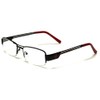 V.W.E. Khan Metal Rectangular Semi-Rimless Rectangle Reading Glasses Reader (Black/Red,