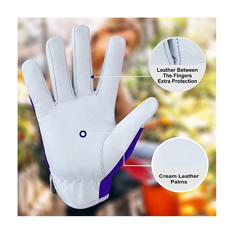 Leather Work Gloves Gardening Breathable Thorn Proof Palm Building Heavy