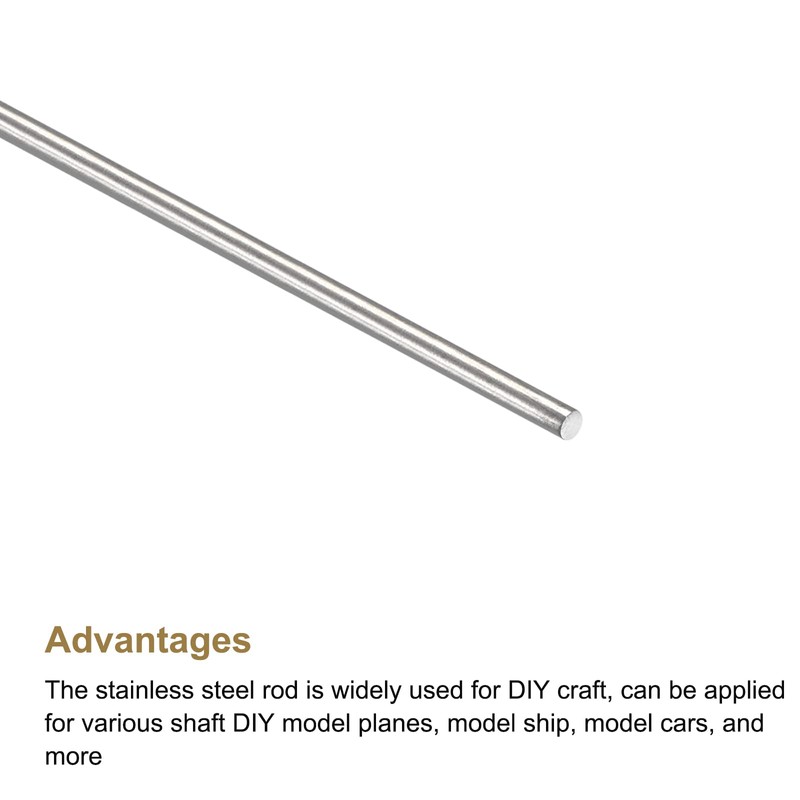 sourcing map 304 Stainless Steel Round Rods Bar,1.6mm Diameter 100mm