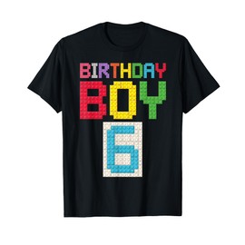 6th birthday Boy master builder 6 years old block building T-Shirt