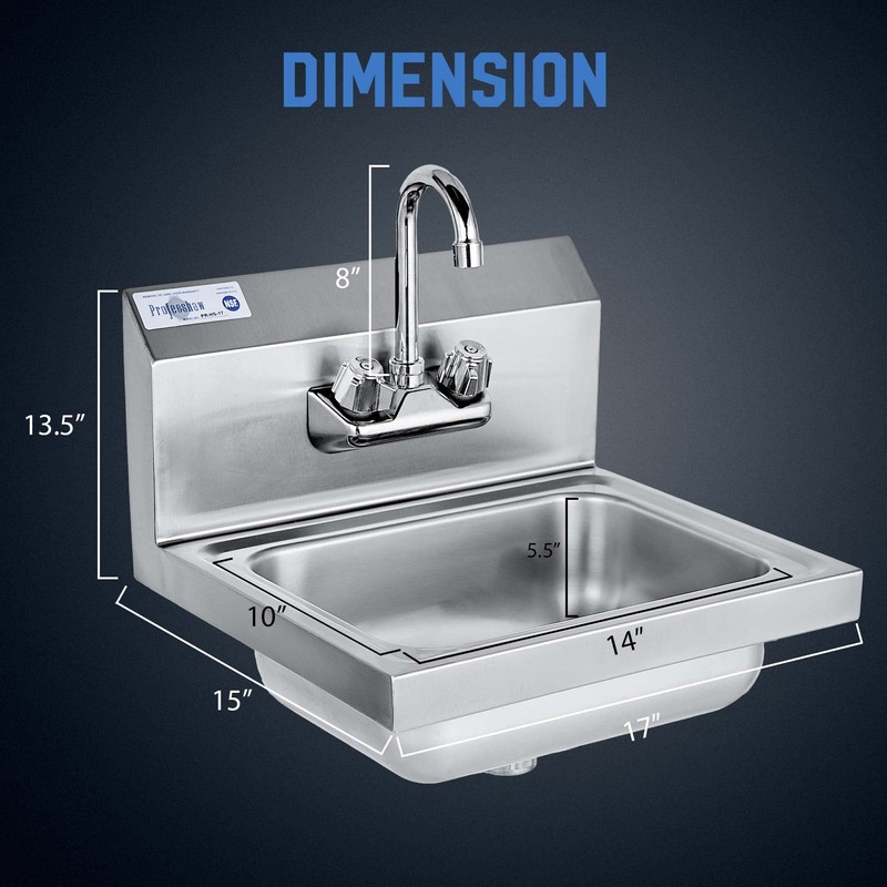 Profeeshaw Stainless Steel Sink Commercial Wall Mount Hand Washing Basin