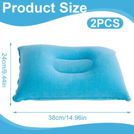 EIHI Pack of 2 38 x 24 cm Inflatable Outdoor Cushion Travel Pillow Beach Cushion for Camping Travel with Removable Cushion Cover Ergonomic Cushion Comfortable for Travel/Outdoor Sky Blue