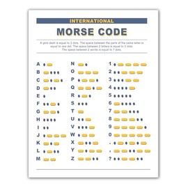 Zieglerworld Laminated International Morse Code & Phonetic Alphabet Large Print 8 1/2 x 11 Double Sided Educational Emergency Poster Chart