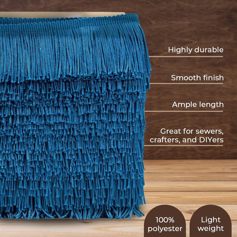 Trims by the Yard 6" Chainette Fringe Trim | Turquoise